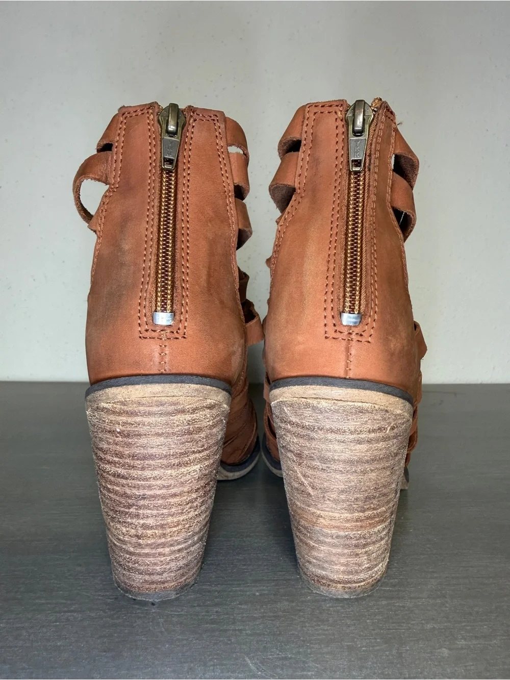 Free People Leather Strappy Heeled Sandals Women's Size 39 EU Made In Portugal - Picture 7 of 10